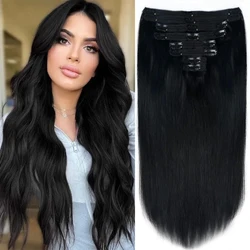 Düz Klip Saç Uzantıları Tam Kafa 8 Adet 120 G/takım Brezilyalı Remy Bakire 100% İnsan Saç Kadınlar Için Doğal Siyah Renk
