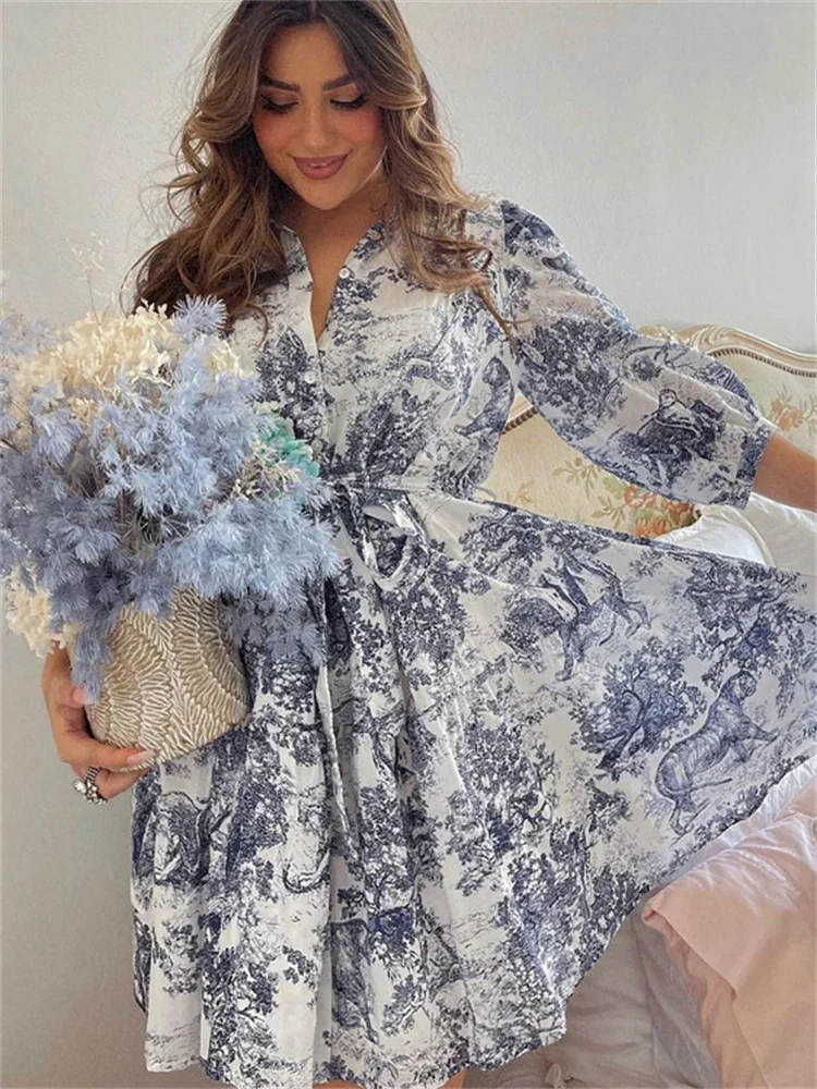 خمر مطبوعة الدانتيل متابعة فستان قصير المرأة التلبيب عالية الخصر قصيرة الأكمام التباين ضمادة فساتين راقية السيدات فستان الربيع #4