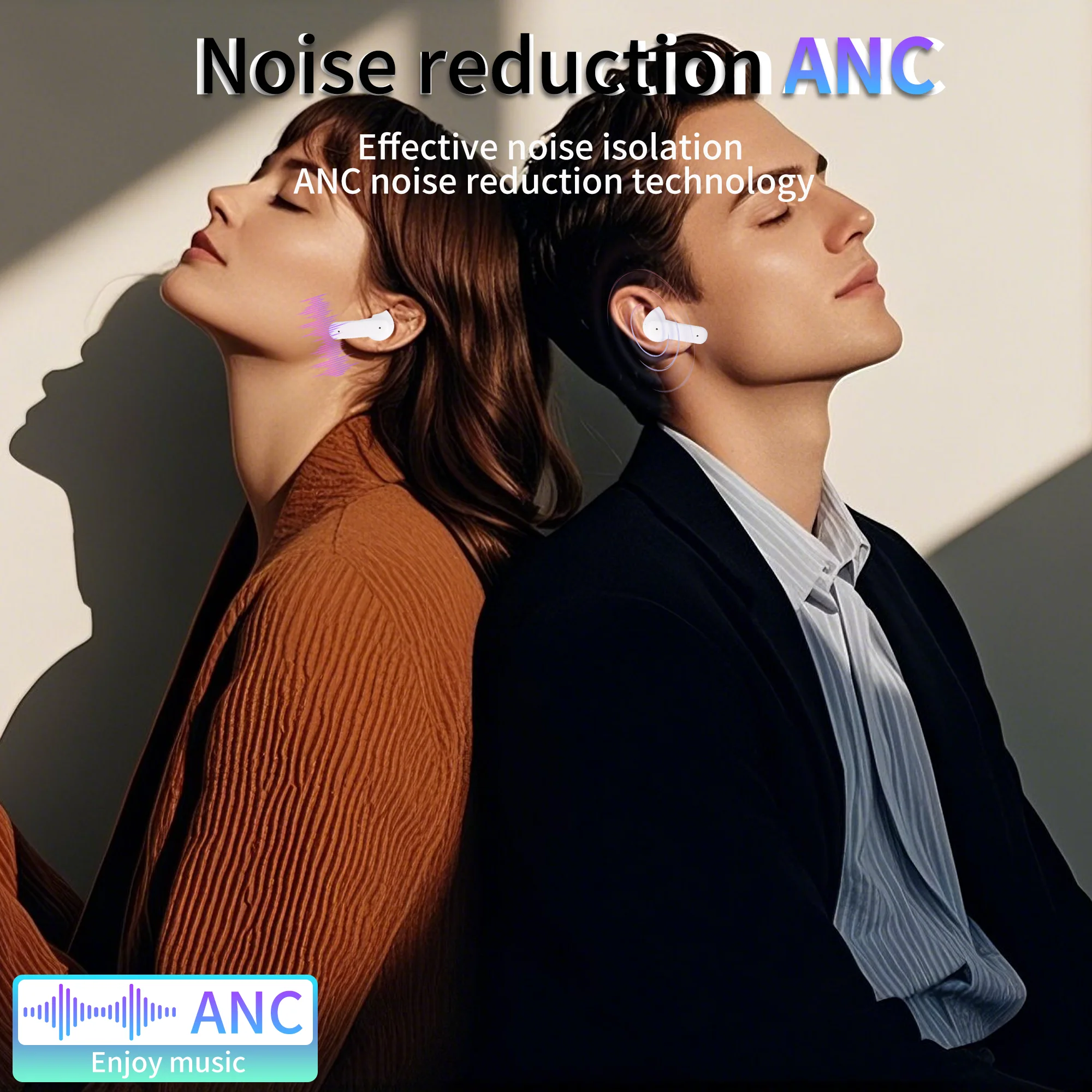Touch Screen Function Earphone Noise Reduction Bluetooth 5.4 Multiple Practical Functions Music Mode Light Weight Headset