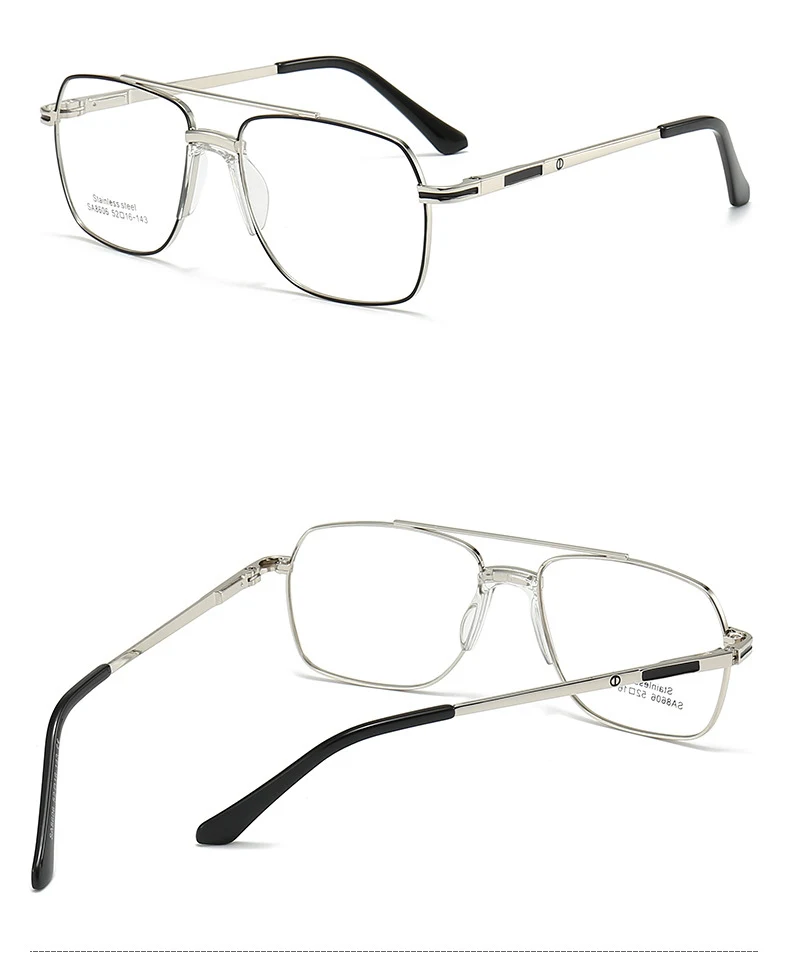Benutzerdefinierte Myopie-Brille mit Rezept -0,5 bis -10 Männer Frauen Hochwertige Twin-Beams-Legierungsrahmenbrille für Kurzsichtige F023 – Detail 15