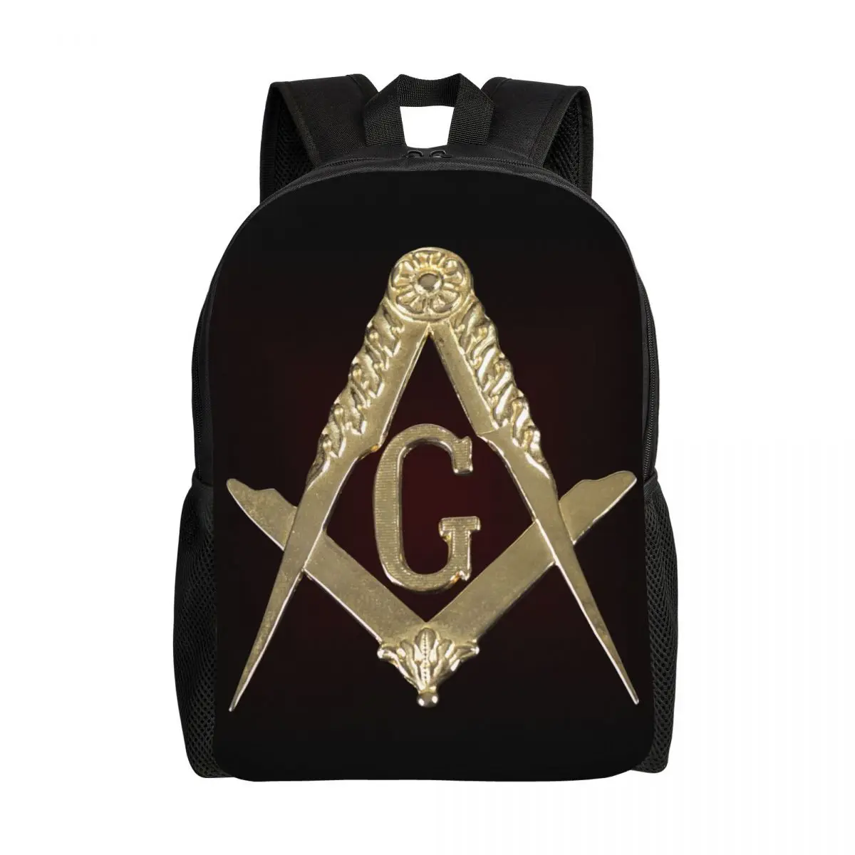 Custom Freemason Symbol Backpack for Men Women Waterproof College School Masonic Mason Freemasonry Bag Print Bookbag