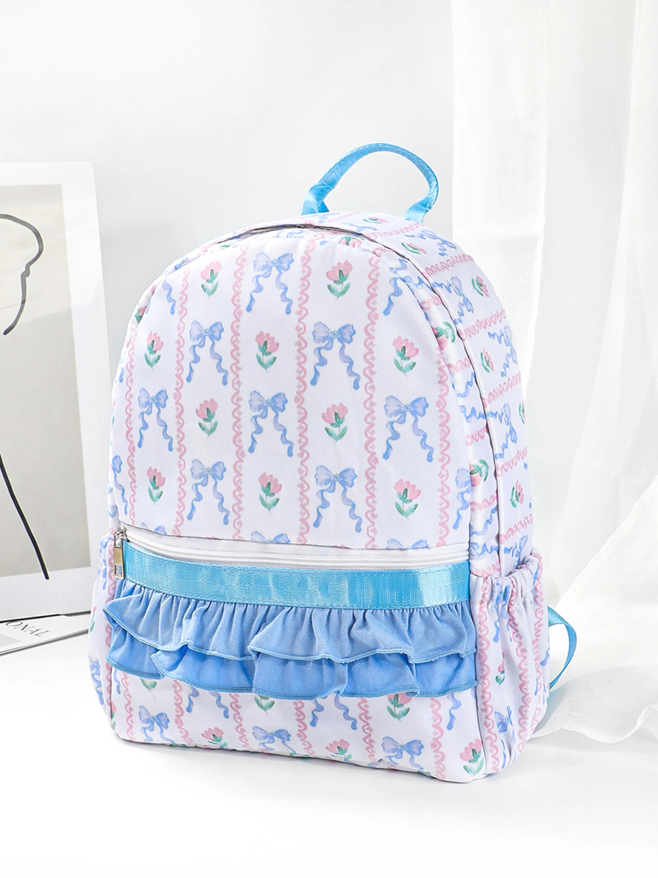 Floral&Bowknot Printed Daypack Backpack Comfortable for School,travel&everyday use