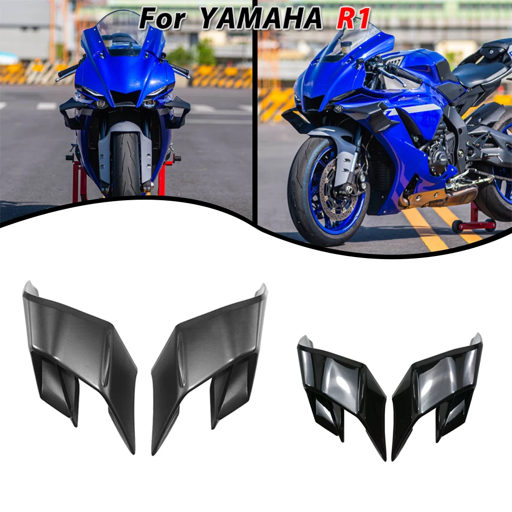 

For Yamaha R1 R1M 2015-2023 Wings Front Fairing Downforce Moto Fixed wing Parts ABS Plastic Winglets Installed By Bolts Fit