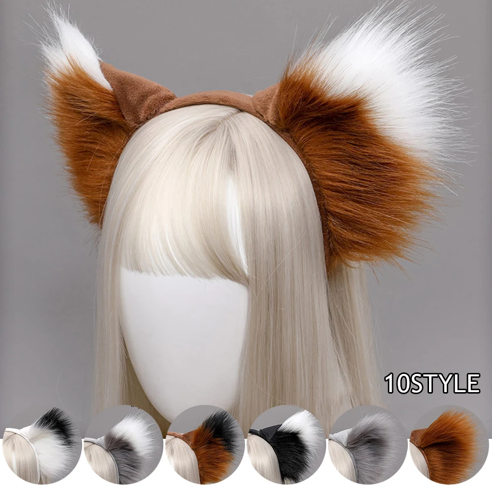 

Lolita Animal Cat Fox Ear Hair Hoops Cosplay Faux Fur Hairband Girls Halloween Anime Headbands Headwear Hair Accessories