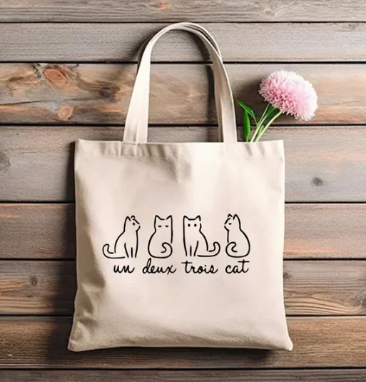 Un Deux Trois القط السيدات حمل حقيبة مالك هدية القط عاشق الهدايا القط أمي الهدايا القط أبي هدية حمل حقيبة مضحك حمل حقيبة لطيف حمل حقيبة