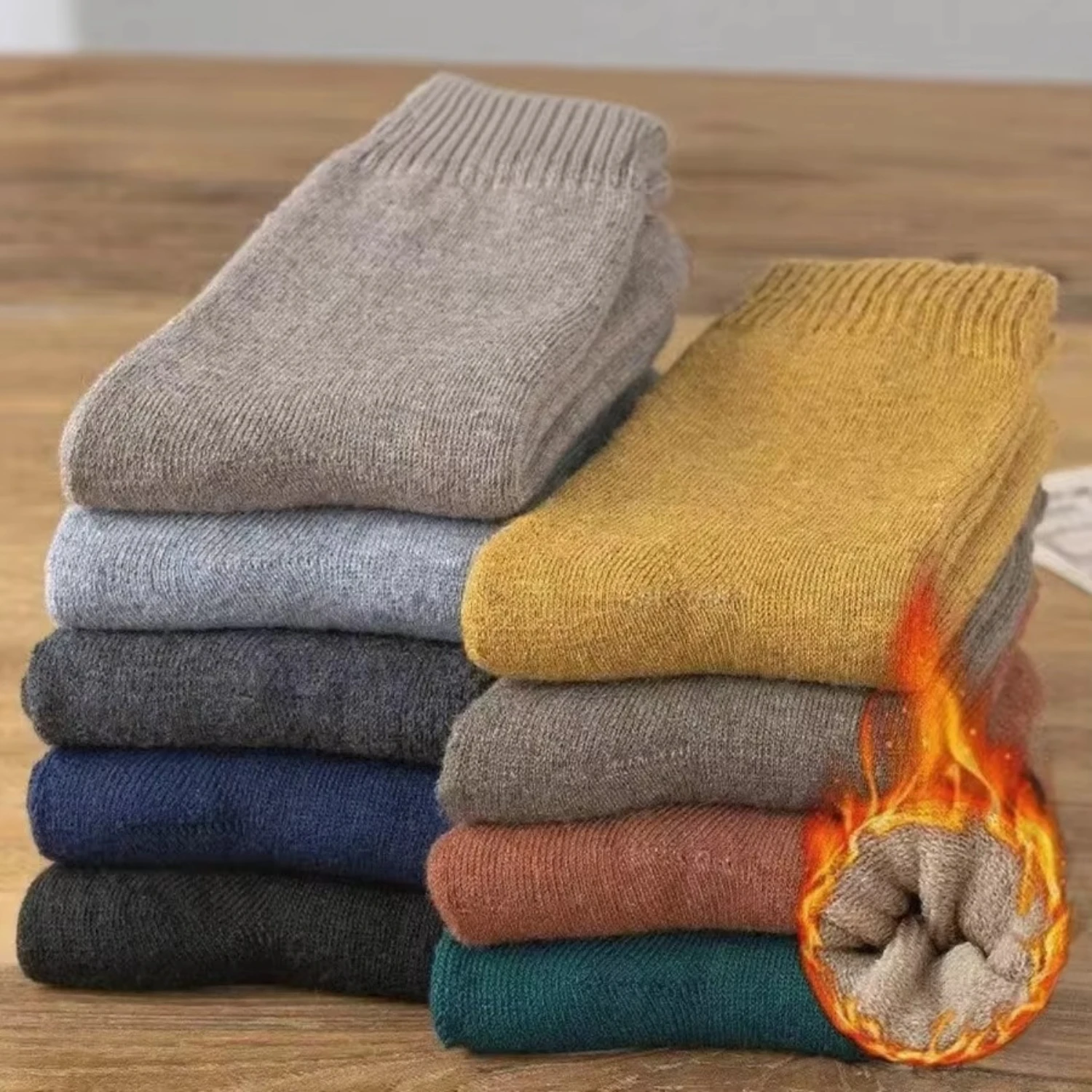 6/12 Pairs of Thick and Warm Men's and Women's Socks, Men's and Women's Mid Tube Sports Socks, Winter and Autumn Floor Socks.