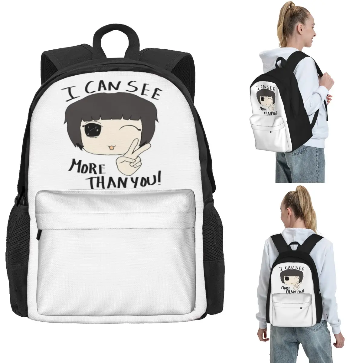 I Can See More Than You Words Backpack Hot Sale Daypack Large Capacity Boys Girls BookBag School Bag Shoulder Bags for Men Women