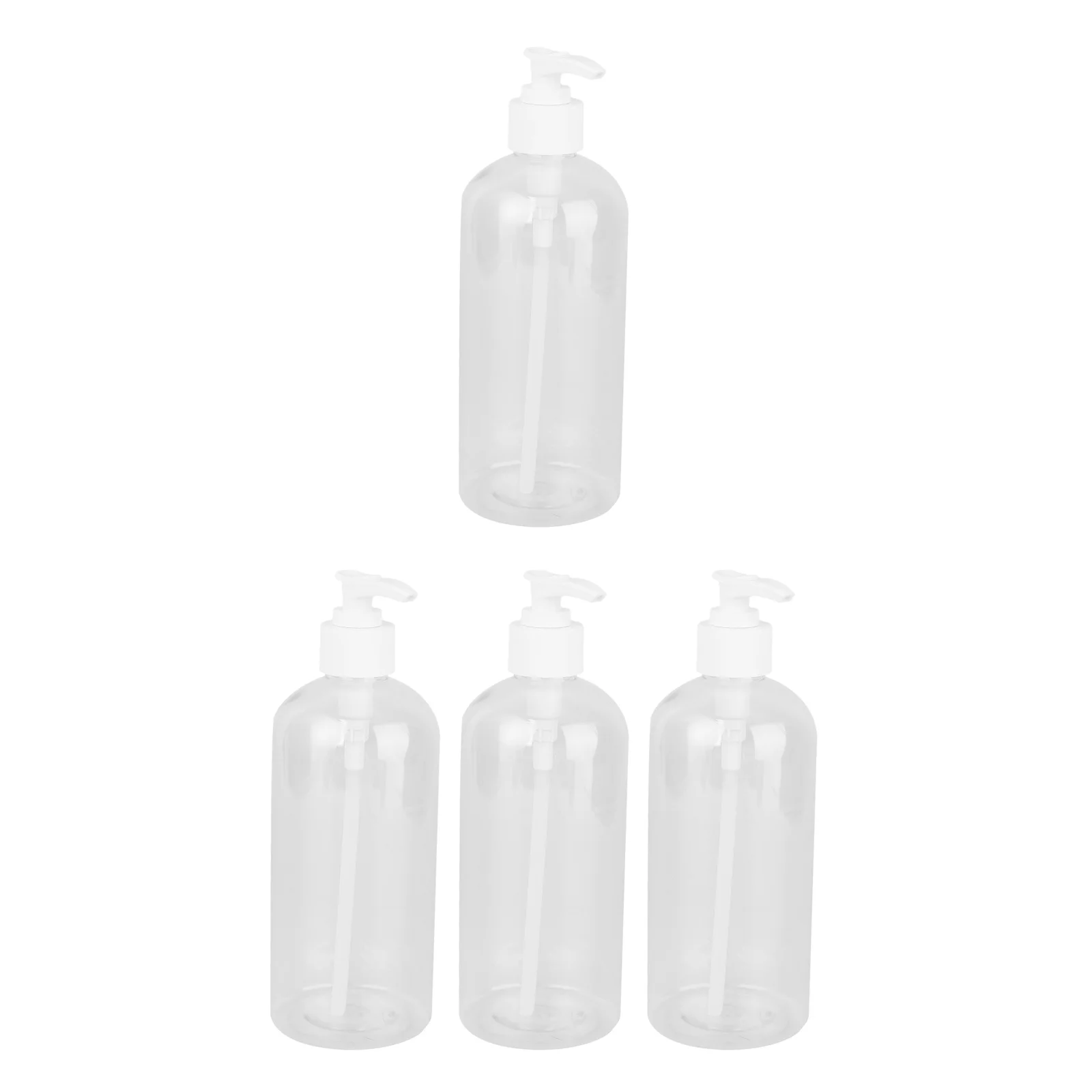 

4pcs Empty Pump Bottle 500Ml Clear Pet Travel Lotion Shampoo Dispenser Lightweight Liquid Soap Container Long Straw For Outdoor