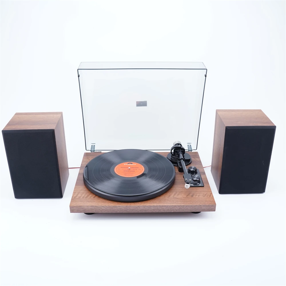 Portable HiFI LP Vinyl Player Vintage Turntable 3-Speed  Record Player with 2 Extenral Speaker