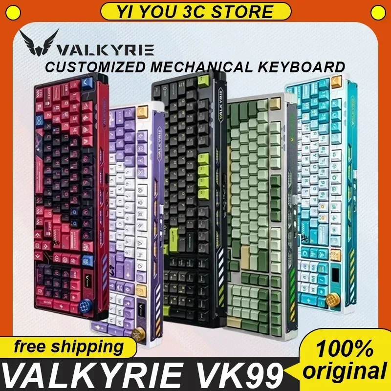 

VALKYRIE VK99 Tri-mode Mechanical Keyboard PBT Keycaps Wireless Bluetooth Gasket RGB TFT Hot-Swap Color Screen 8000mAh Custom PC