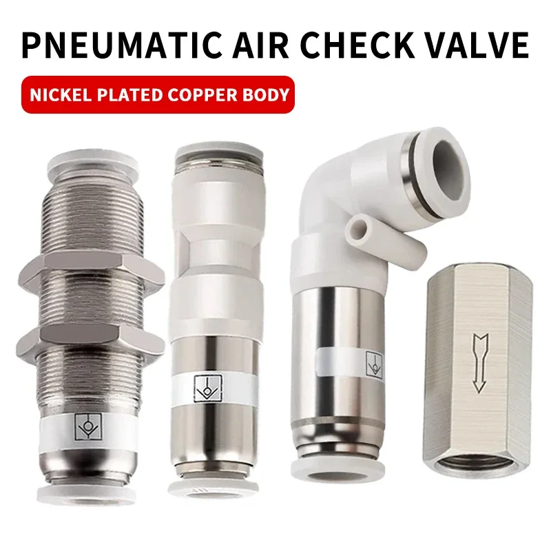 

Pneumatic Check Valve 6mm 8mm 10mm 1/4 3/8 1/2 One Way Non Return Valve Air Single Way Brass Valve Air Pipe Fitting Adapter