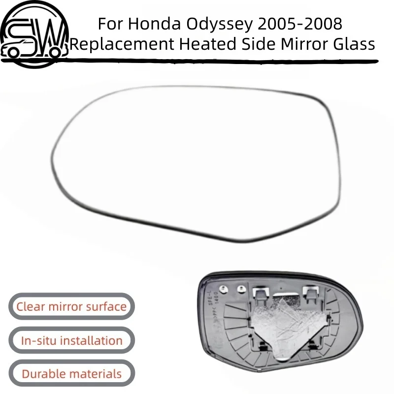 Heated rear view mirror lens, OE replacement glass for Honda Odyssey 2005–2008, left & right direct fit mirror lens.