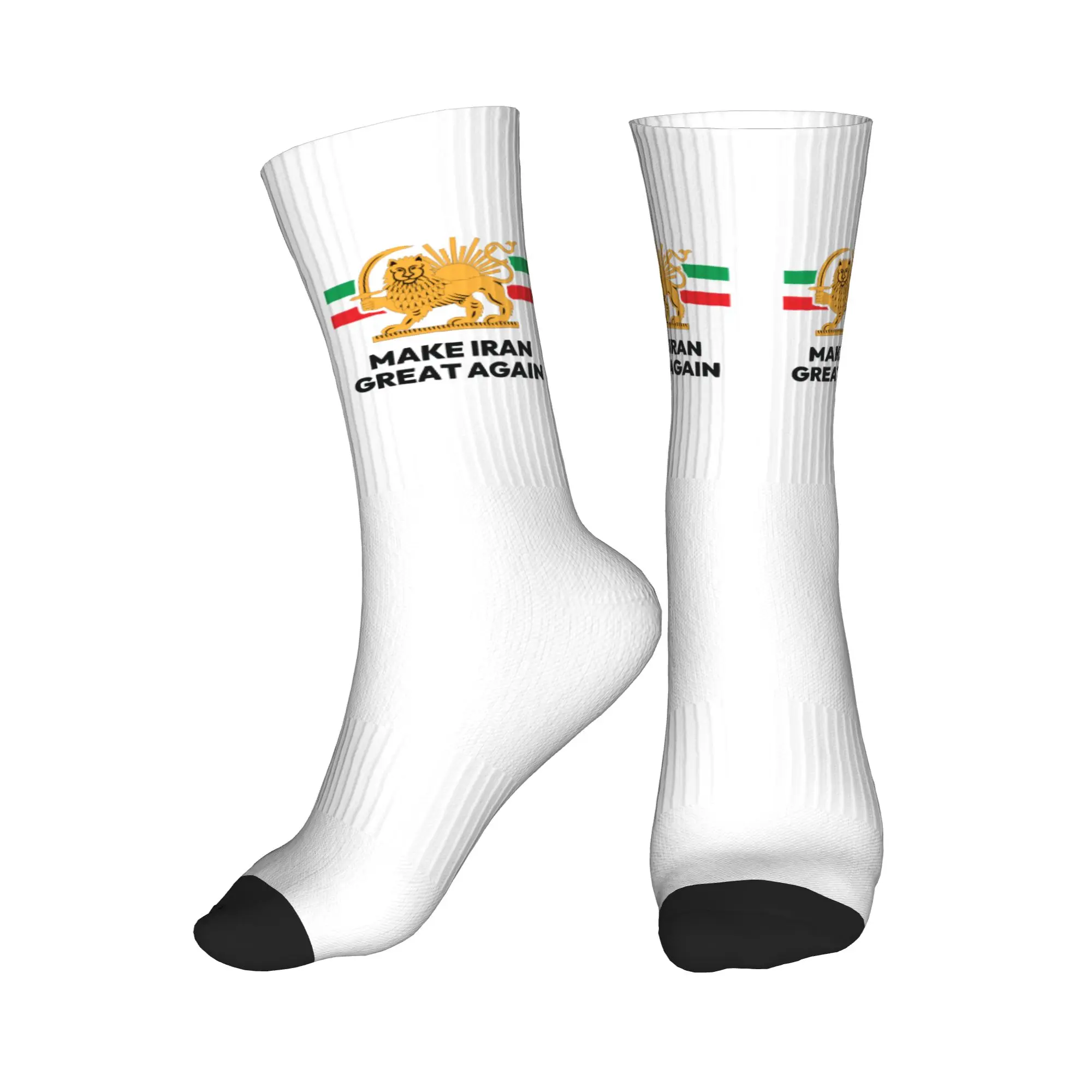 

Милые носки с надписью «Make Iran Great Again» для женщин и мужчин, теплые, с 3D-печатью, иранские патриотические спортивные футбольные носки