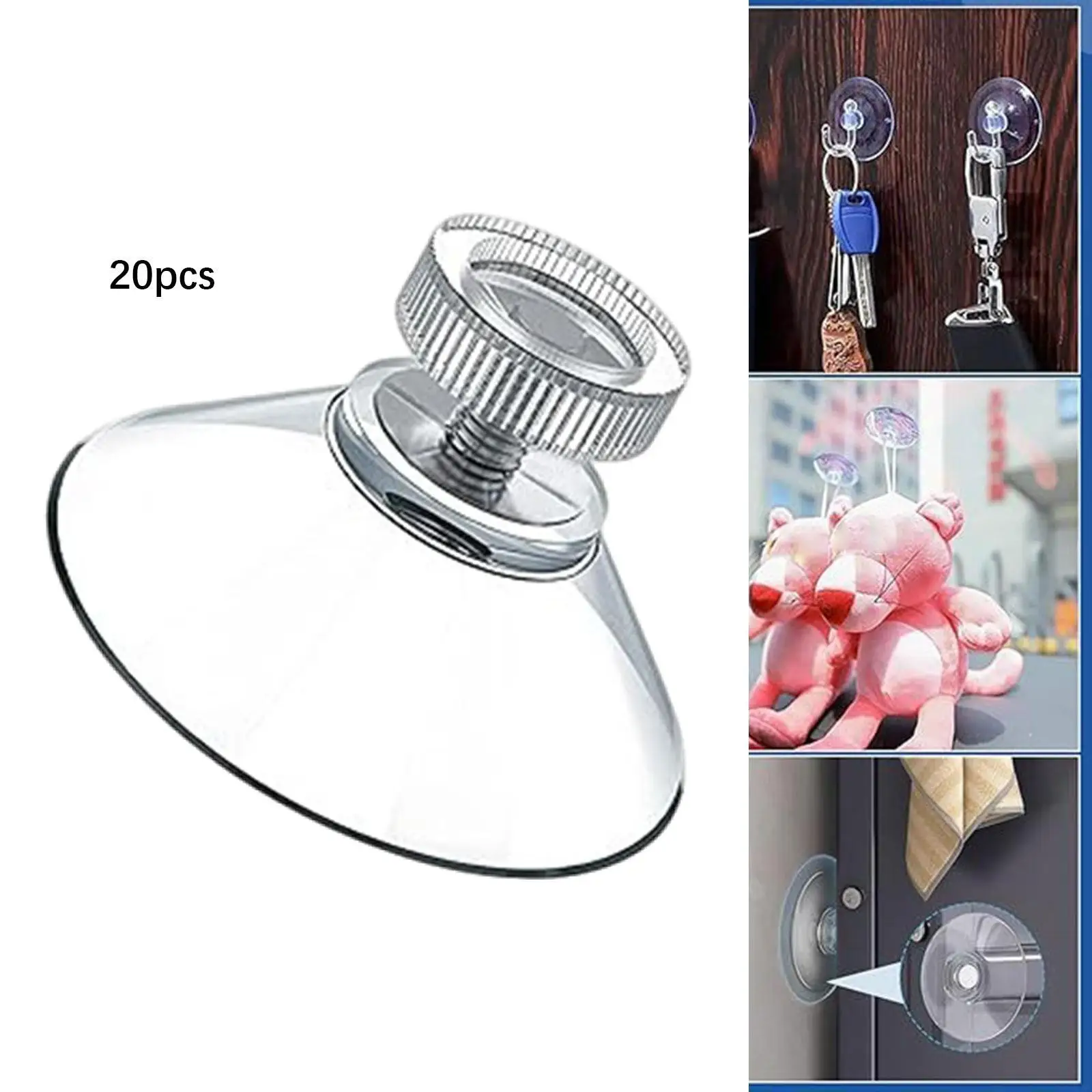 

20 Pieces Suction Cups Portable PVC Suction Pads for Window Car Glass Mirror