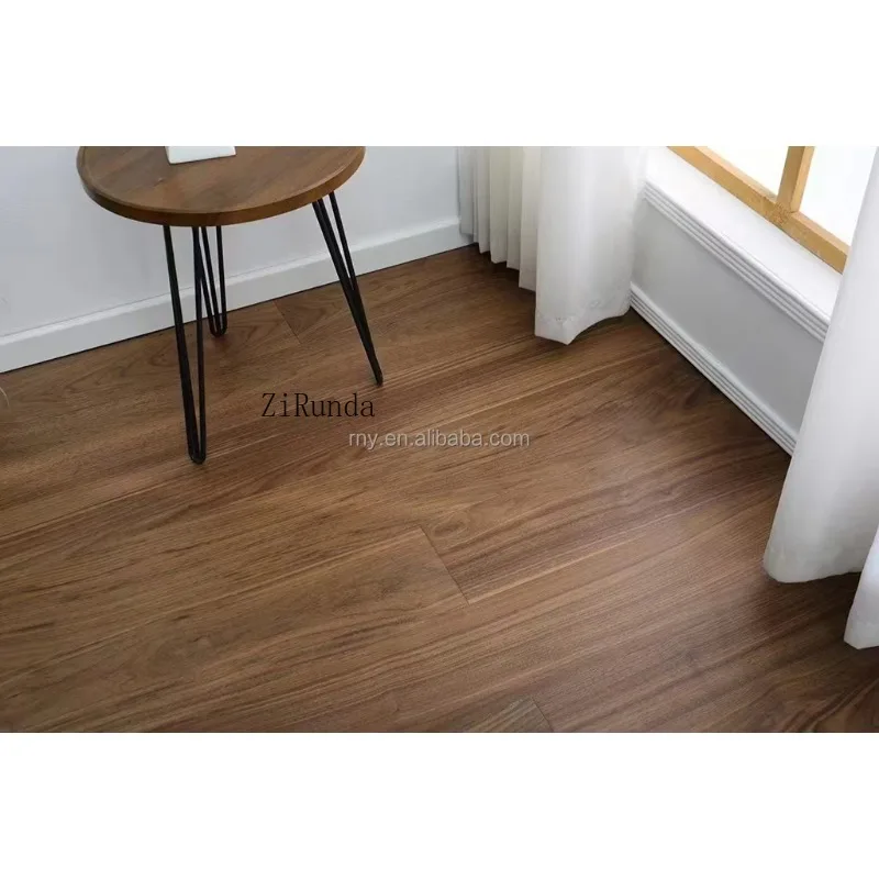 نسخة مخصصة من الباركيه المقاوم للاهتراء والجوز الأسود المتعرج أرضية خشبية هندسية غير لامعة #3