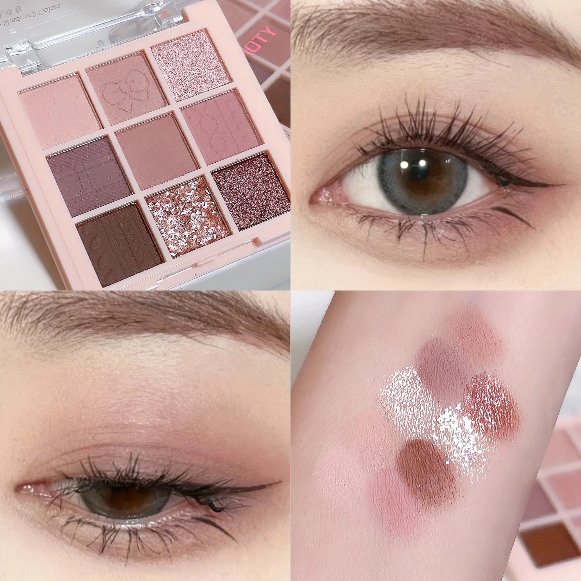Palette di ombretti a 9 colori in tè al latte, tonalità terrestri, tonalità opache e luccicanti, look morbido e fumé, polvere senza volare, perfetta da indossare ogni giorno