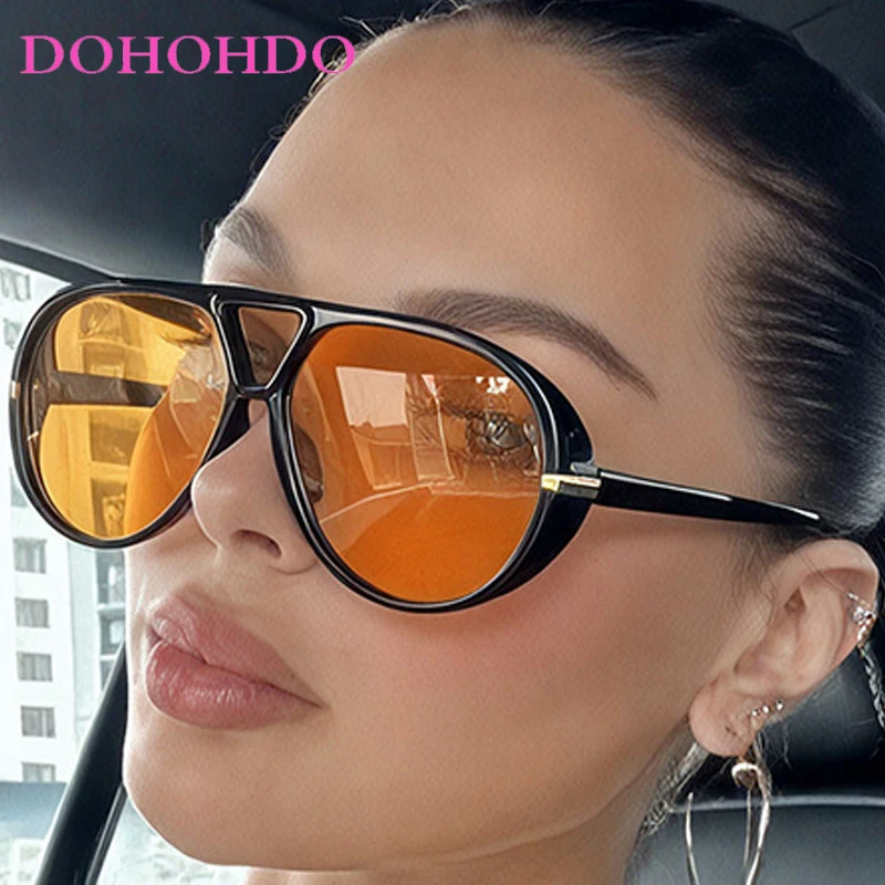 

Trendy Double Bridge Pilot Women Sunglasses Retro Luxury Designer Men Shades Outdoor Driving Travel Female Sunglasses UV400 Очки