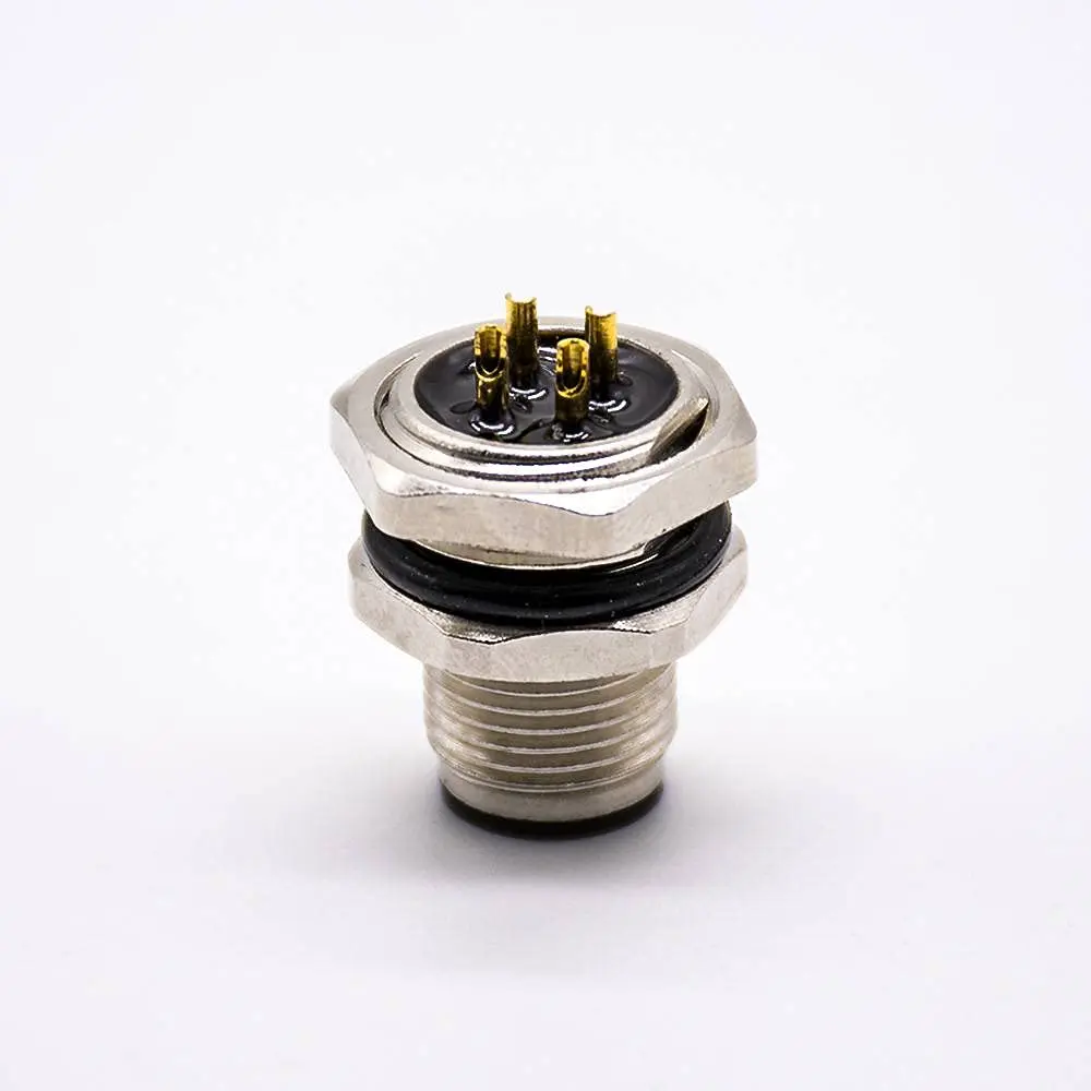 Connecteur M12 4 broches mâle, Code A, cloison blindée, prises de panneau étanches pour câble