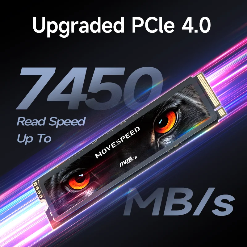 Movespeed 7450 mb/s ssd nvme m.2 2280 4tb 2tb 1tb disco rígido de estado sólido interno m2 pcie 4.0x4 2280 ssd unidade para ps5 computador portátil