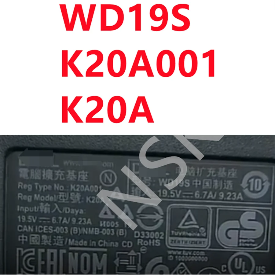 Original WD19s K20A001 K20A FOR Dell Thunderbolt Port Type-C Dock Adapter Port Expansion with 180W Power Supply and Power Cord