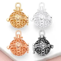 OCESRIO Retro Hollow Symbol Harmony Ball Necklace Pendant for Pregnancy Women Copper Gold Plated Wishing Ball Jewelry pdtb408