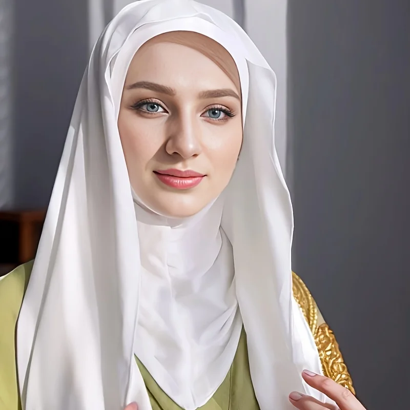 Hijab Chiffon Instantâneo para Mulheres, Hijab Respirável Fino, Lenço Ramadã Macio e Aconchegante, Protetor Solar Simples, Cor Sólida