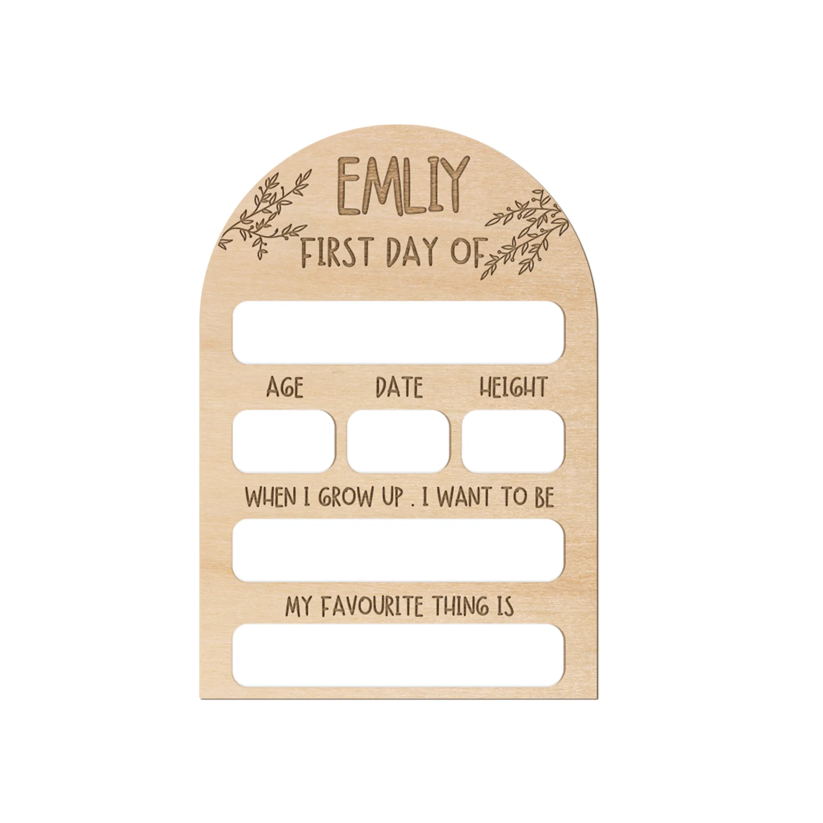 Personalized School Milestone Board - First/Last Day Sign 26x18cm, Custom Name Like Emily, 4 Color Options, Reusable Chalkboard