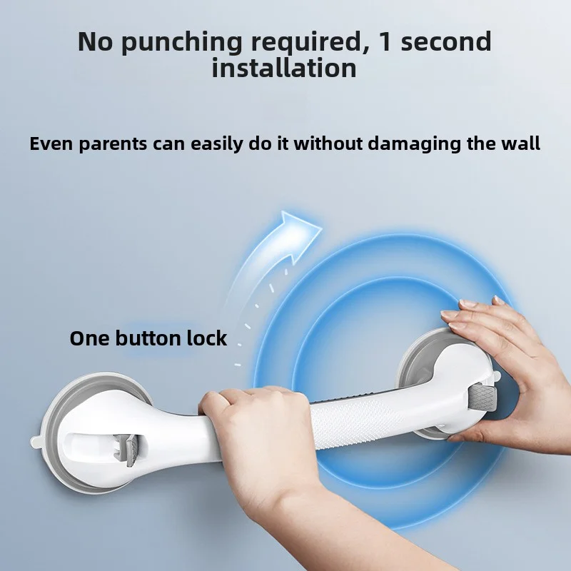 1 Grote maat 17 inch badkamerveiligheidshandgrepen: boren niet nodig, antislip en anti-drop, voetsteun en beenscheerondersteuning, ouderen