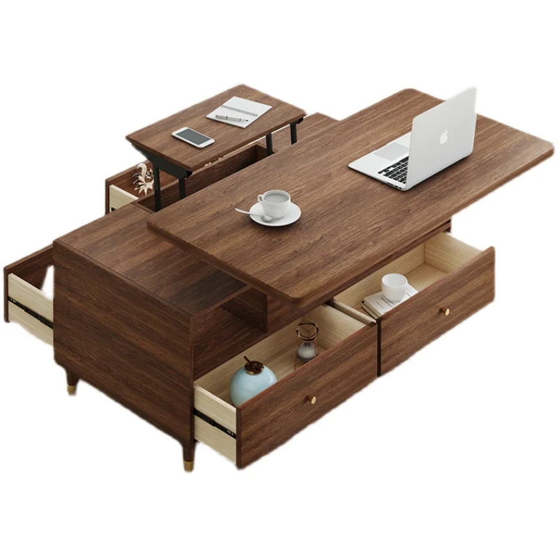 Lifting coffee table  dual-purpose multi-functional dining table simple small apartment household rock slab retractable folding