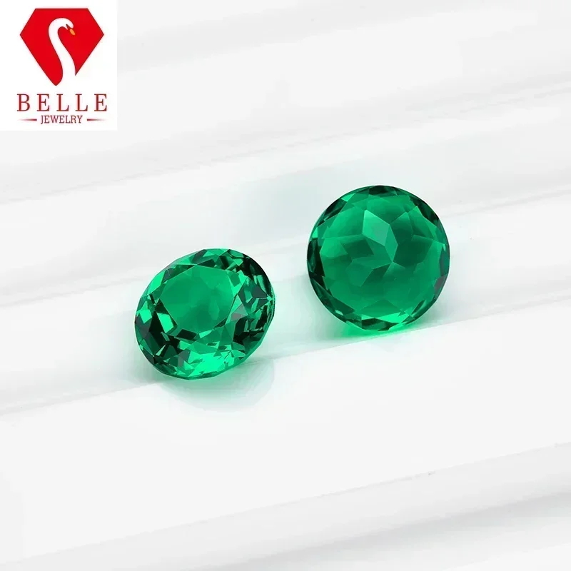 

New Full Size HP Round Brilliant Cut Natural Green Color Lab Grown Emerald AGL Certificated Hydrothermal Bead Jewelry Making Gem