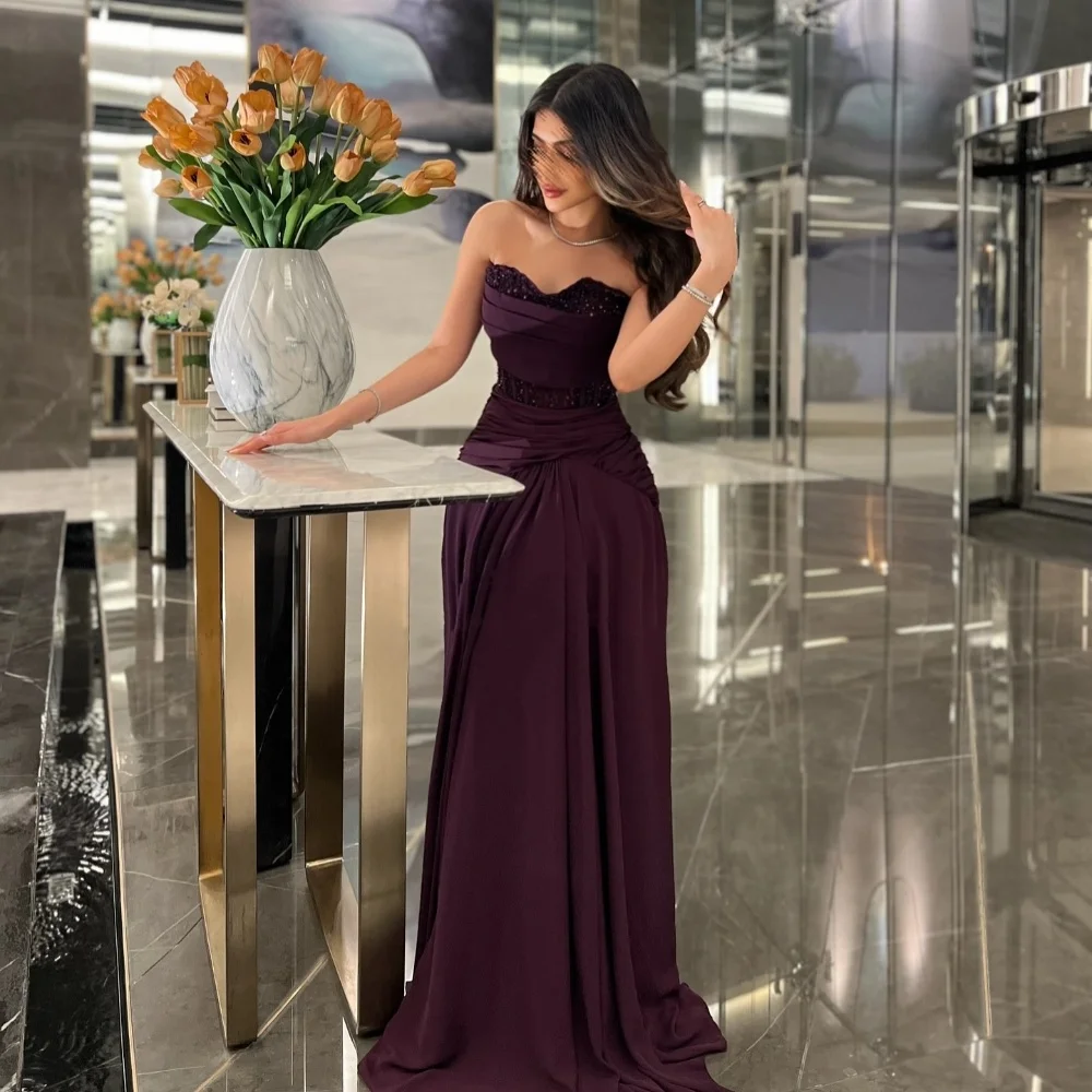 

Customized Jersey Pleat Sequined Sweetheart Neck A-line Long Dresses Bespoke Occasion Classic Gorgeous Charming Formal
