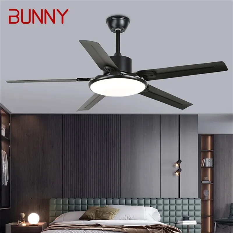 BUNNY Modern Fan Light Luxury Living Room Restaurant Bedroom Study LED Ceiling Fan Light Remote Electric Fan Light