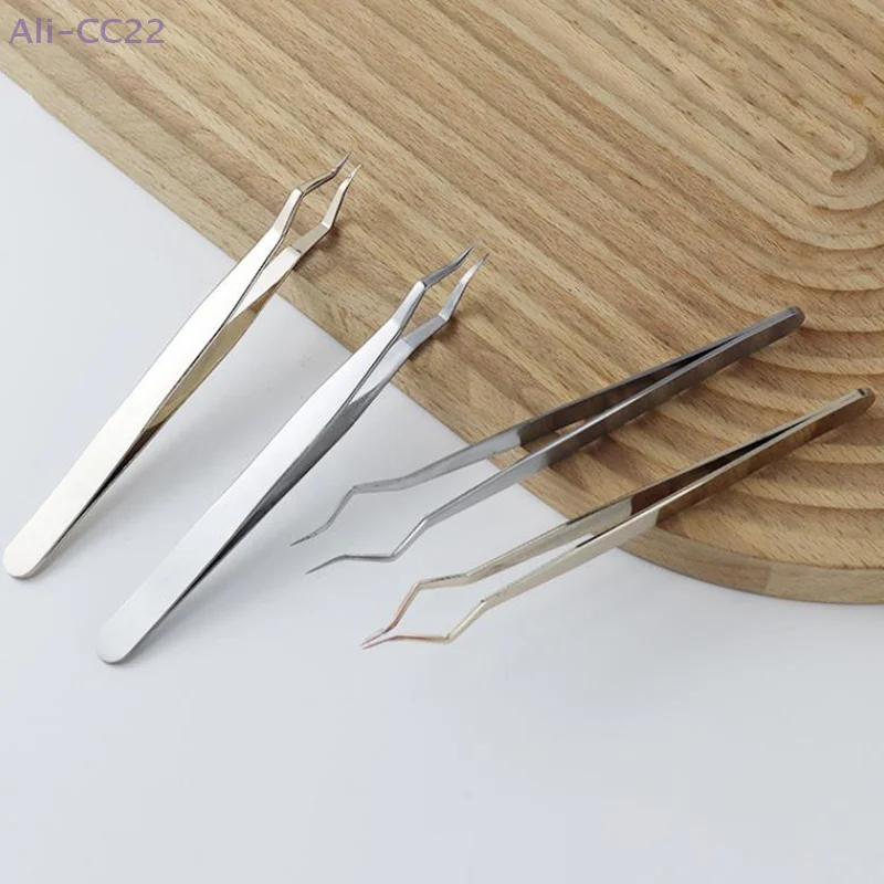 {MX} Pinzette per extension ciglia antiscivolo in acciaio inossidabile Pinzette con punta curva/dritta ad alta precisione Strumenti di bellezza per trucco per nail art
