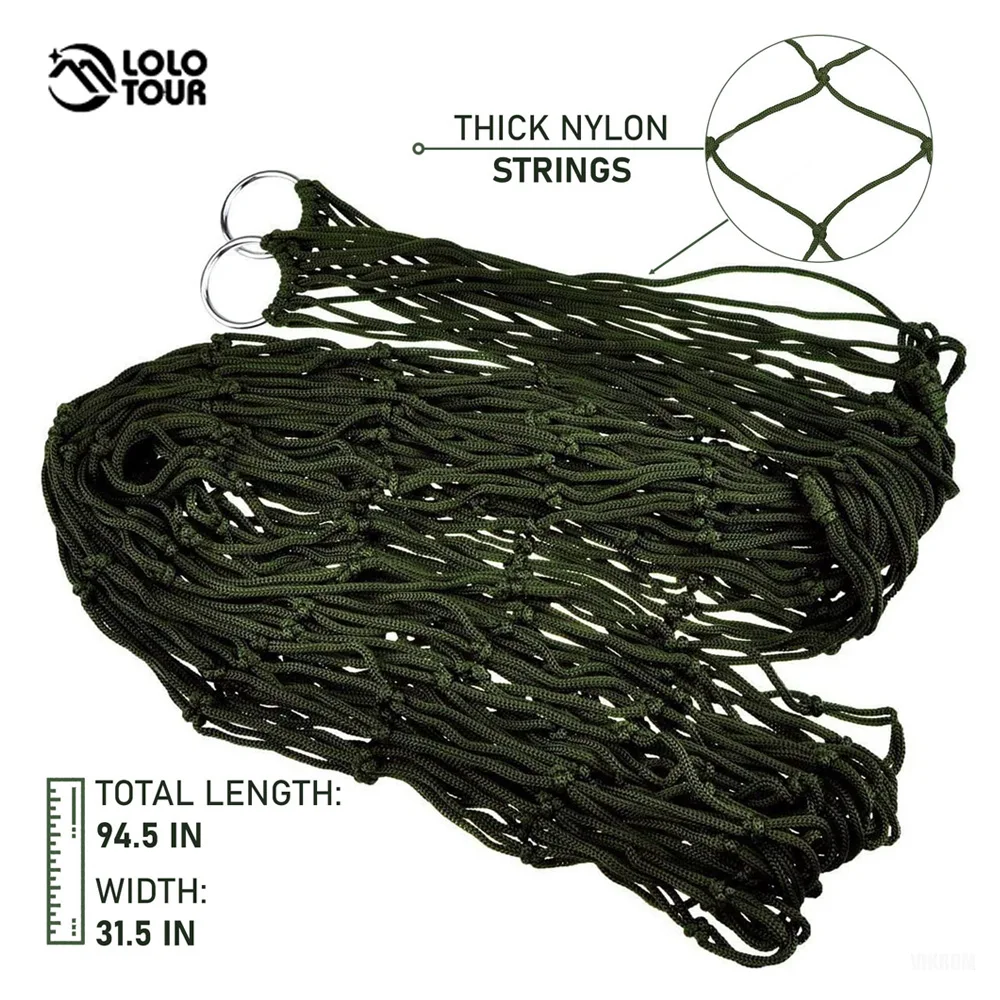 LOLOTOUR Simple Nylon Mesh Hammock Ultra-Portable Hammock With Tree Belt Is Suitable For Outdoor Camping Indoor And Outdoor Park