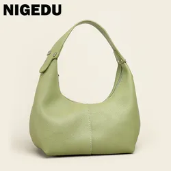 Simple Solid Color women Axillary Bag Fashion Soft leather Female Hobos Shoulder bags Brand design ladies handbag and purses