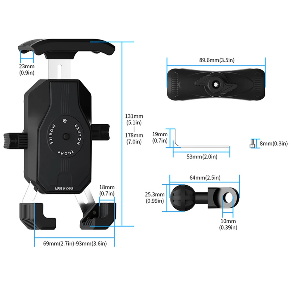 Shock Absorbing Motorcycle Phone Mount - Anti-Theft Lock & 360° Rotation for 4-7