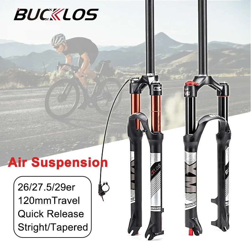 

BUCKLOS Bike Air Suspension Forks 26/27.5/29er MTB Bicycle Front Fork for Disc Brake Quick Release Road Bike Fork Cycling Parts