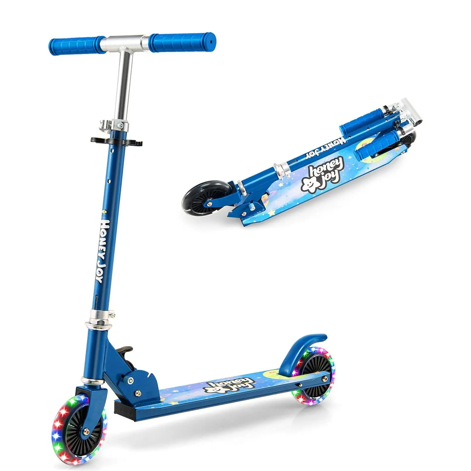Trottinette pour enfants, trottinette avec roues LED, guidon pliable, trottinette pour enfants réglable en hauteur, pour enfants à partir de 3 ans