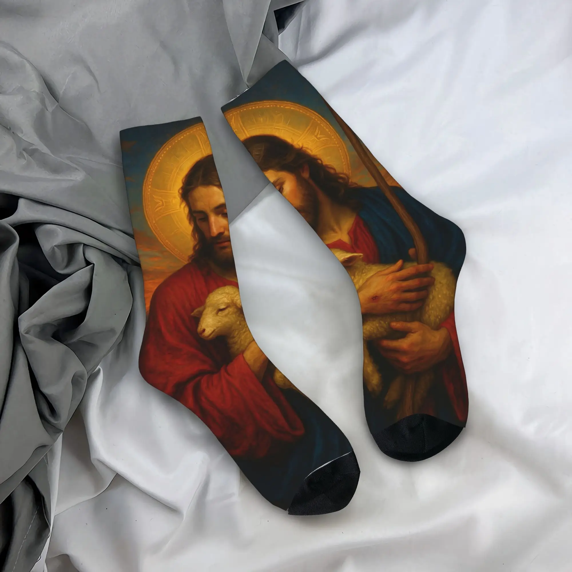 

Easter themed retro Jesus Stockings Custom Trendy Socks Winter Non Slip Socks Men Running Sports Quality Socks