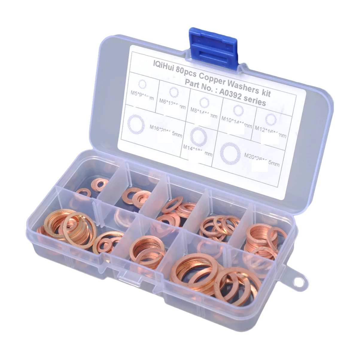 

80pcs Copper Set 8 Sizes Solid Flat Sealing Metric For Sump Plug Fuel Hydraulic Engine Machinery Marine Generator Transparent