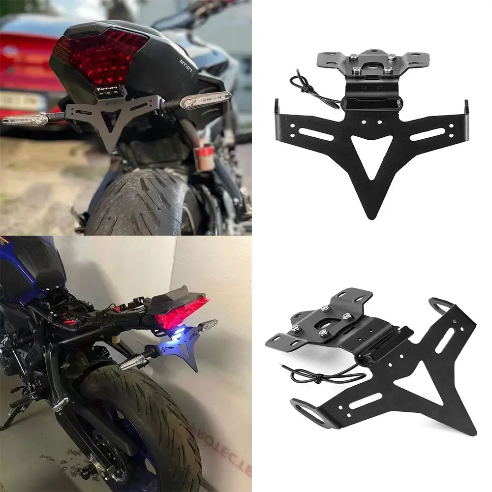 

For Yamaha YZF R7 MT-07 FZ-07 2014-2021 2022 2023 Motorcycle License Plate Holder Accessories Tail Tidy Fender Eliminator LED