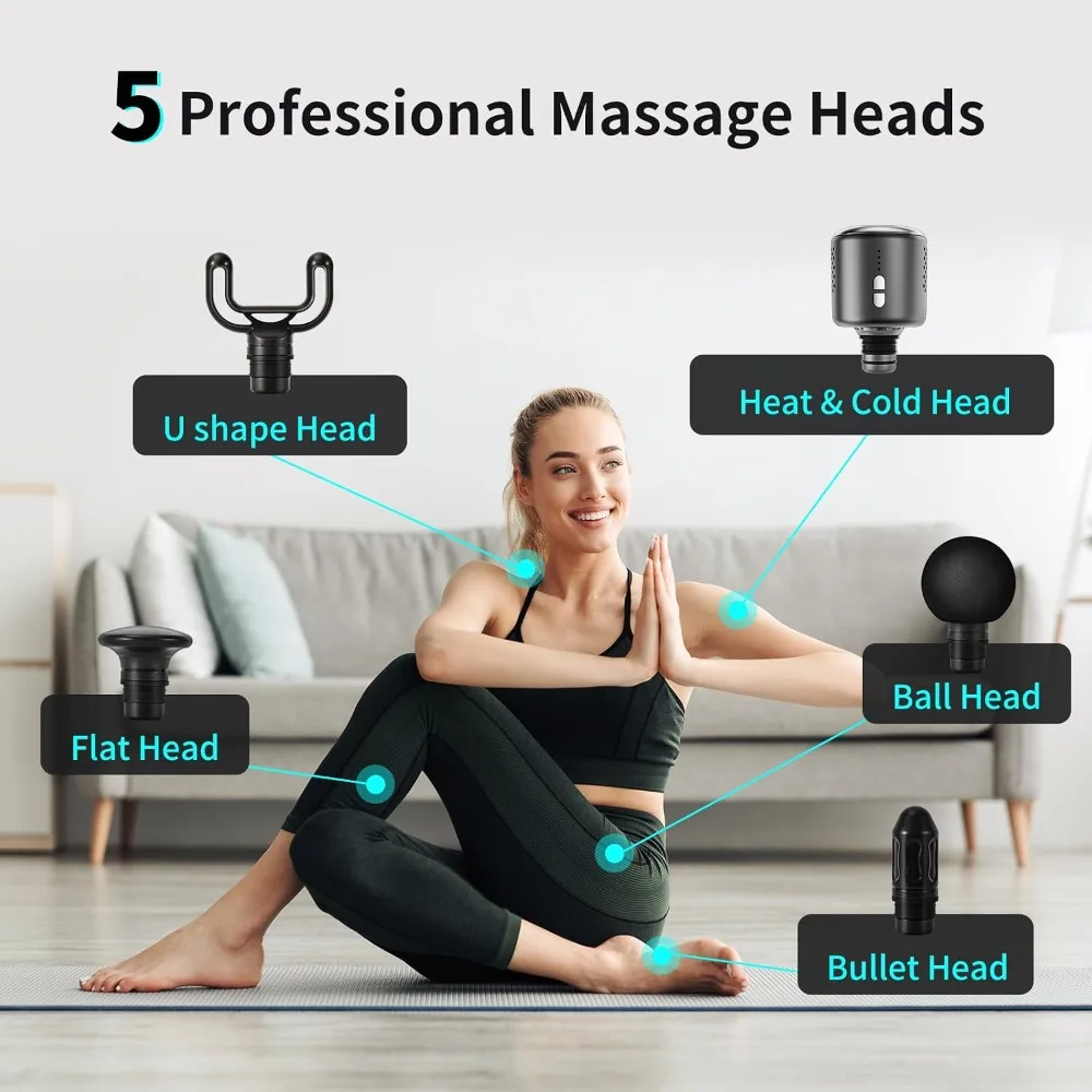 Thermacool Massage Gun with Heat & Cold, 6 Speeds Deep Tissue Percussion, Portable Case, Muscle Relief for Home Gym Office view 6