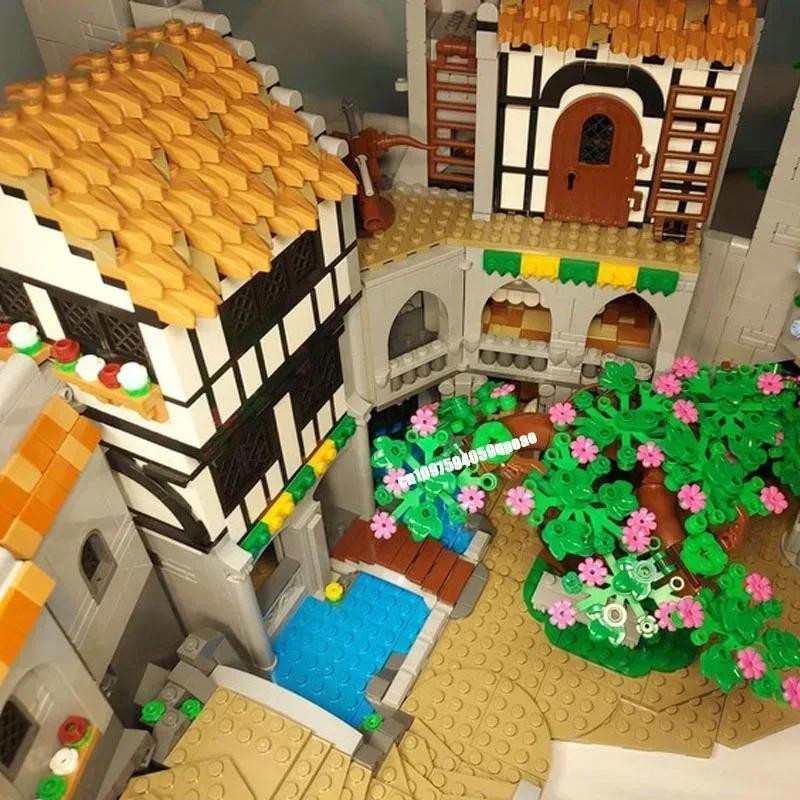 New Hot 8848Pcs Moc European Medieval Street View Knights Castle Model Custom Puzzle Diy Creative Ideas Kids Toys Birthday Gifts