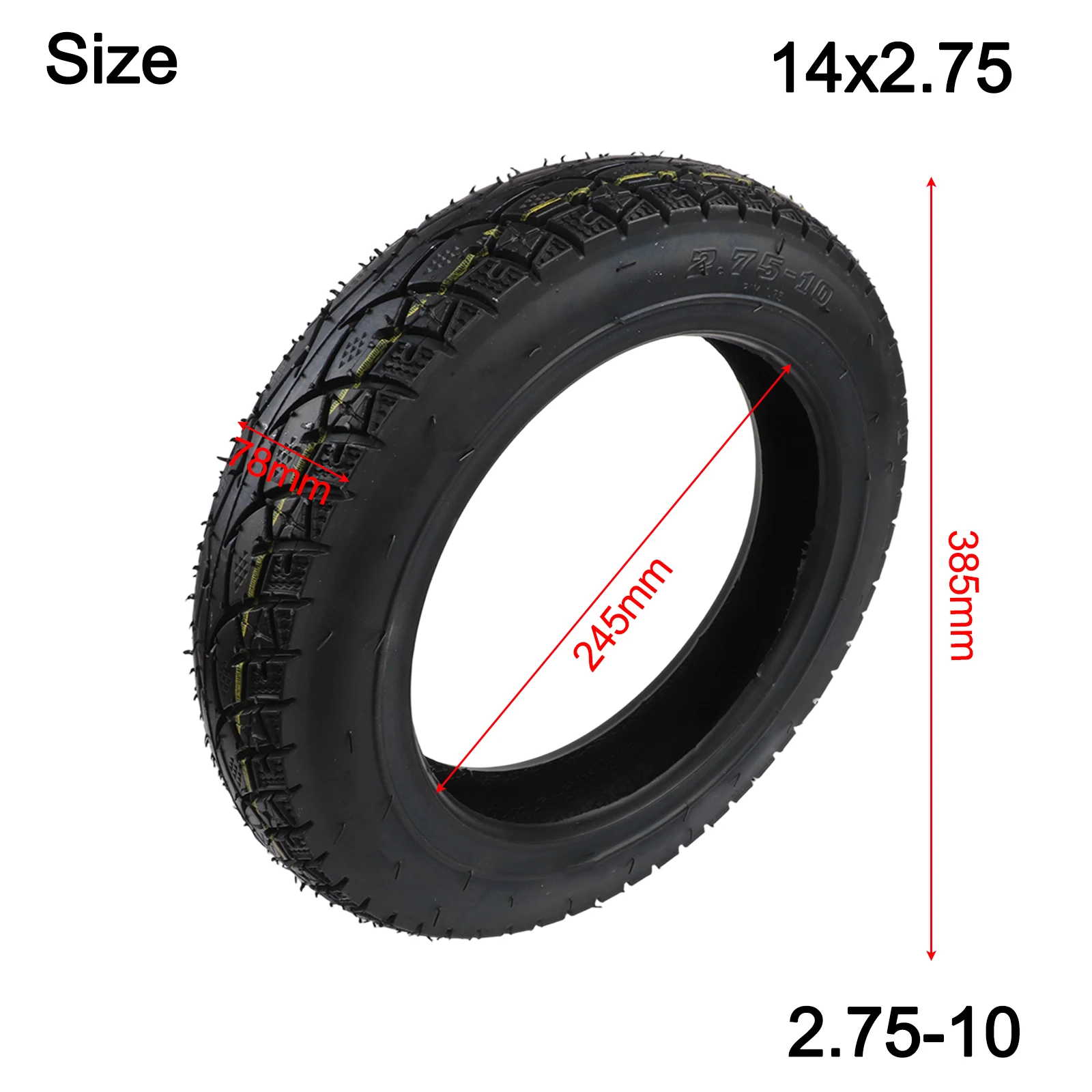 14 Inch 2.75-10 Bike Tubeless Tyre Front Rear Mini-Moto Dirt 14x2.75 Vacuum Tire For E-Bike Puncture Resistant Tire    New