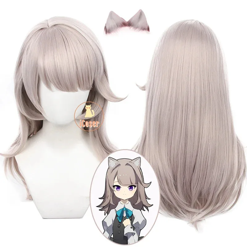 Новинка 2025 года, парик для косплея Lynette Genshin Impact, парик детства, серые длинные волосы, головные уборы, Lyney Fontaine, вечеринка на Хэллоуин для женщин R ☆ ☆