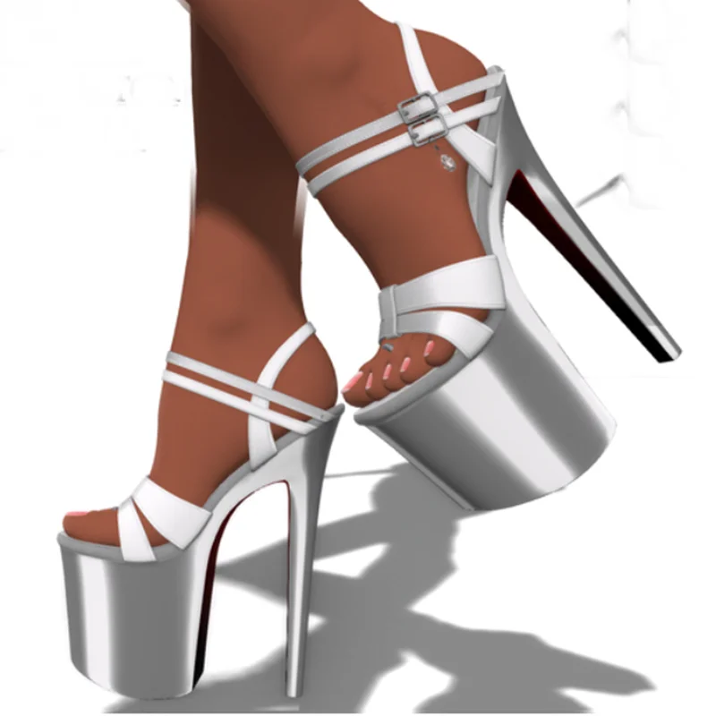 

Silver Buckle Hollow Platform Sandals Thin High Heel Peep Toe Fashion Sexy 2025 Summer Big Size Woman Shoes Zapatillas Mujer