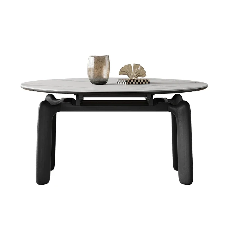 

Retractable rock slab, variable round table, medieval solid wood dining table