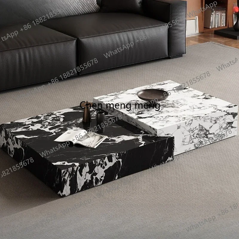 Luxury Coffee Table Rock Slab Decoration Aesthetic Unique Italian Splash-ink Side Table Living Room Mesas Bajas Home Furniture