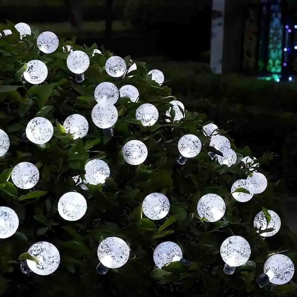 Holiday Decorative Fairy Light Strings, Solar-Powered Garden Lights (Large Artificial Crystal Ball Light Strings 2.3Cm/0.9In) Suitable for Garden and Balcony Lighting Decoration