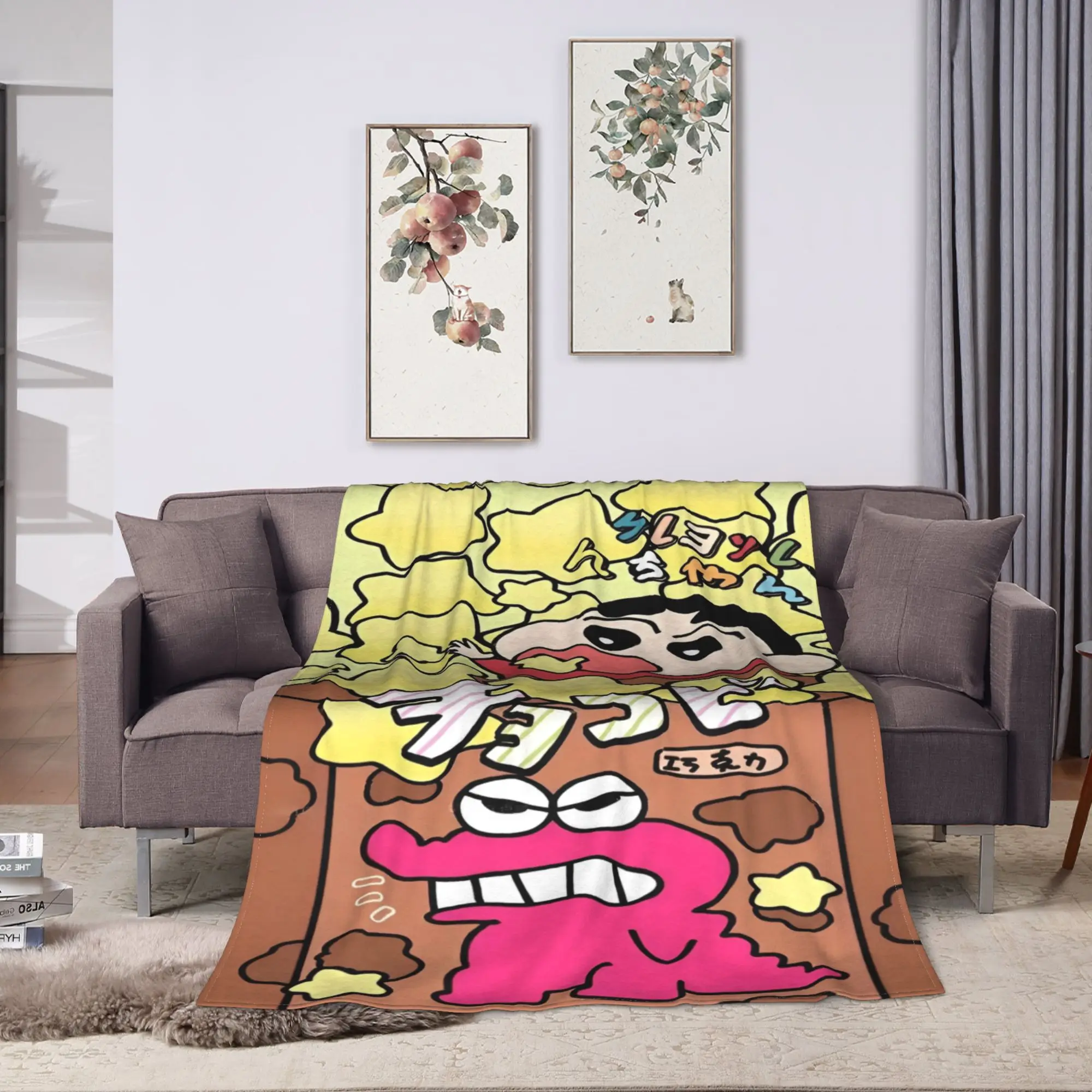 Crayon Shin-chans Dino Poster Warm Blanket  Child Plush Throw Blanket Street Trend Home Decor Flannel Bedspread Sofa Bed Cover